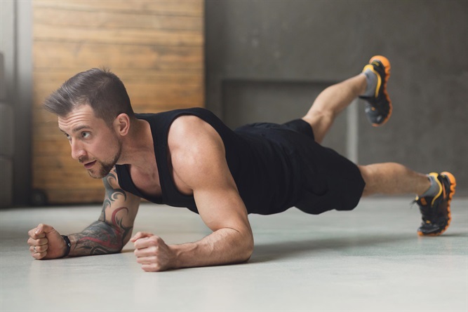 Plank leg extension, fitness, gym