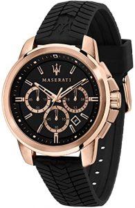 Montre Maserati pour homme, collection Success, en acier, or rose PVD, silicone, avec bracelet en silicone - R8871621012 