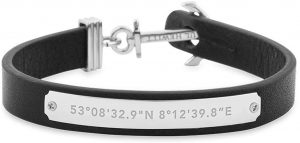 Paul Hewitt Unisex Signum Coordinate Bracelet - Bracelet d'ancre en cuir pour femme (noir) avec pendentif d'ancre en acier (acier)</strong>.<br /> 