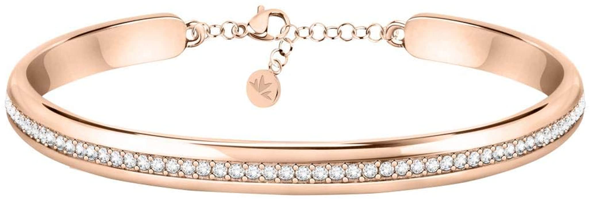 Bracelet Morellato pour femme, collection Cercles, acier, PVD or rose, cristaux - SAKM74.