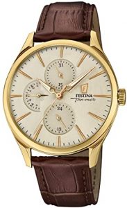 Montre chronographe à quartz pour hommes Festina avec bracelet en cuir F16993-1. 