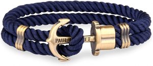 Bracelet d'ancre PHREP pour hommes Paul Hewitt - Bracelet d'ancre en nylon pour hommes (bleu marine), Bracelet marin pour hommes avec pendentif d'ancre en acier (laiton). 