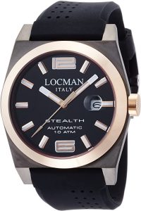 Locman STEALTH AUTOMATIQUE SOLO TIME WATCH, STAINLESS STEEL AND TITANIUM CASE - ROSE GOLD