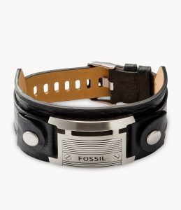 Bracelet en cuir noir pour hommes Fossil JF84816040. 