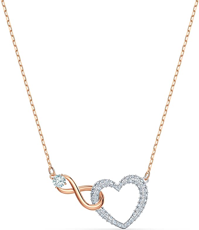Swarovski Infinity Heart Necklace, White, Mix of Plating