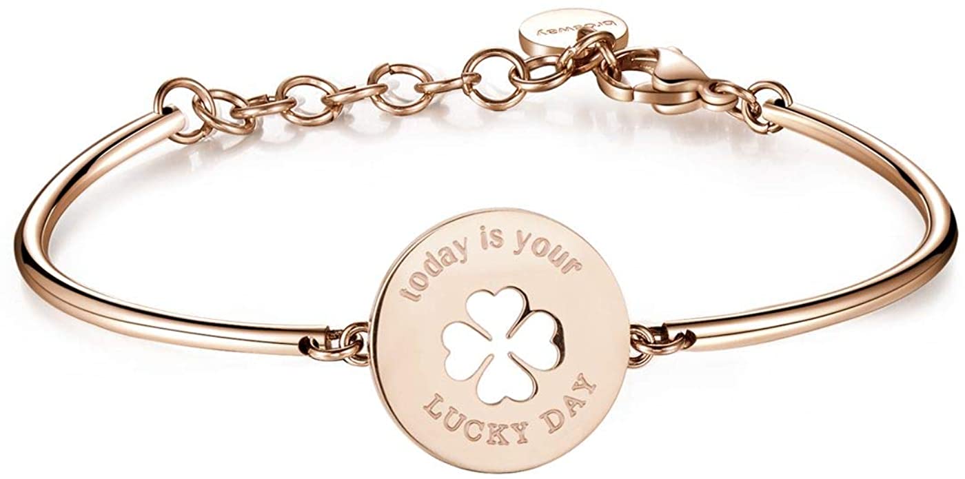 Bracelet rigide en acier doré pour femme avec central BROSWAY QUADRIFOGLIO BHK49