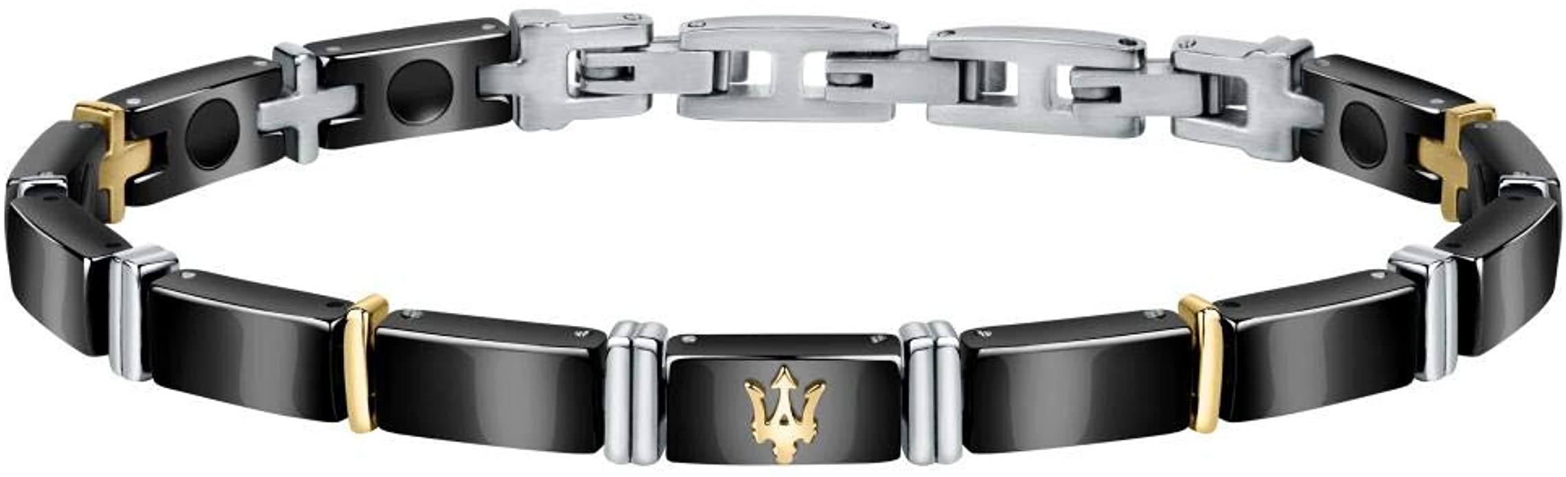 Bracelet Maserati Homme, Collection JEWELS, Acier, Céramique, PVD Or Jaune - JM221ATZ03