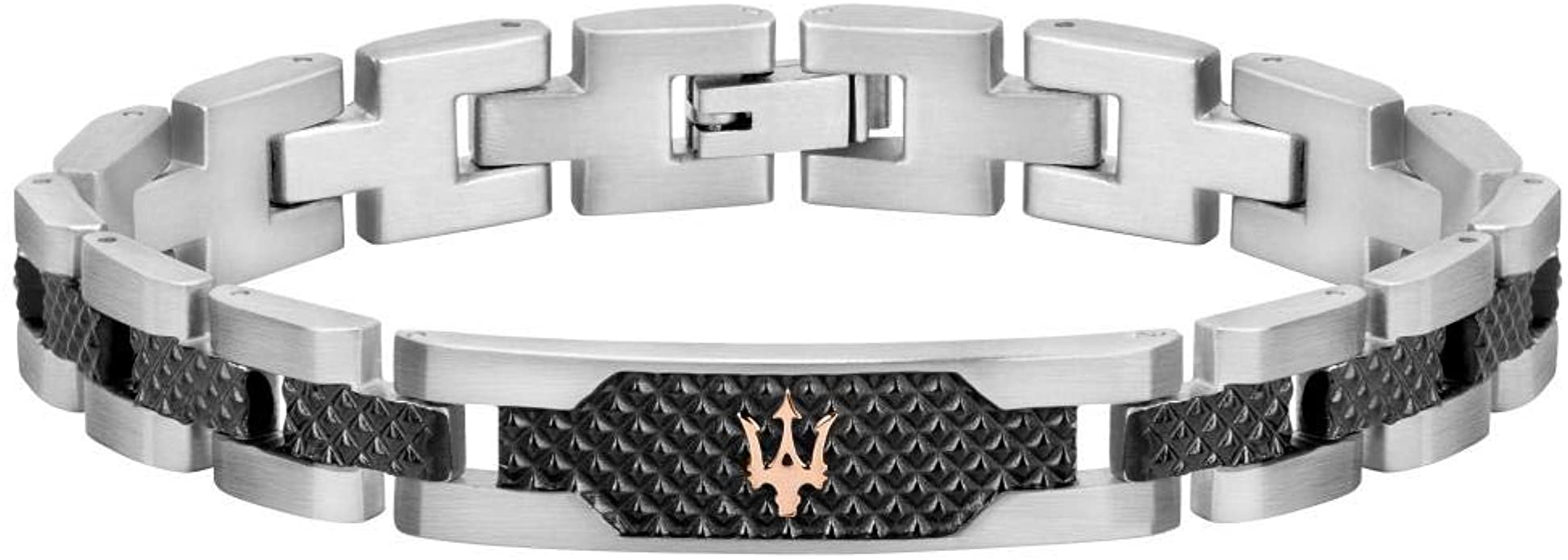 Bracelet Maserati pour homme, Collection JEWELS, en acier, gris PVD, or rose PVD - JM419ASC01 