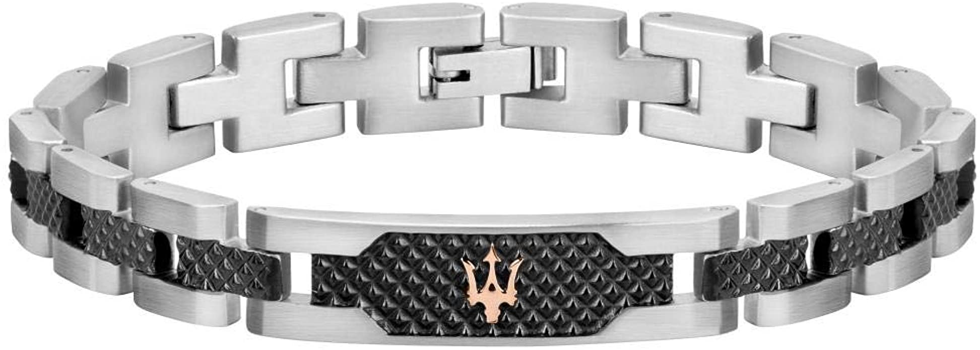 Bracelet Maserati pour homme, Collection JEWELS, en acier, gris PVD, or rose PVD - JM419ASC01