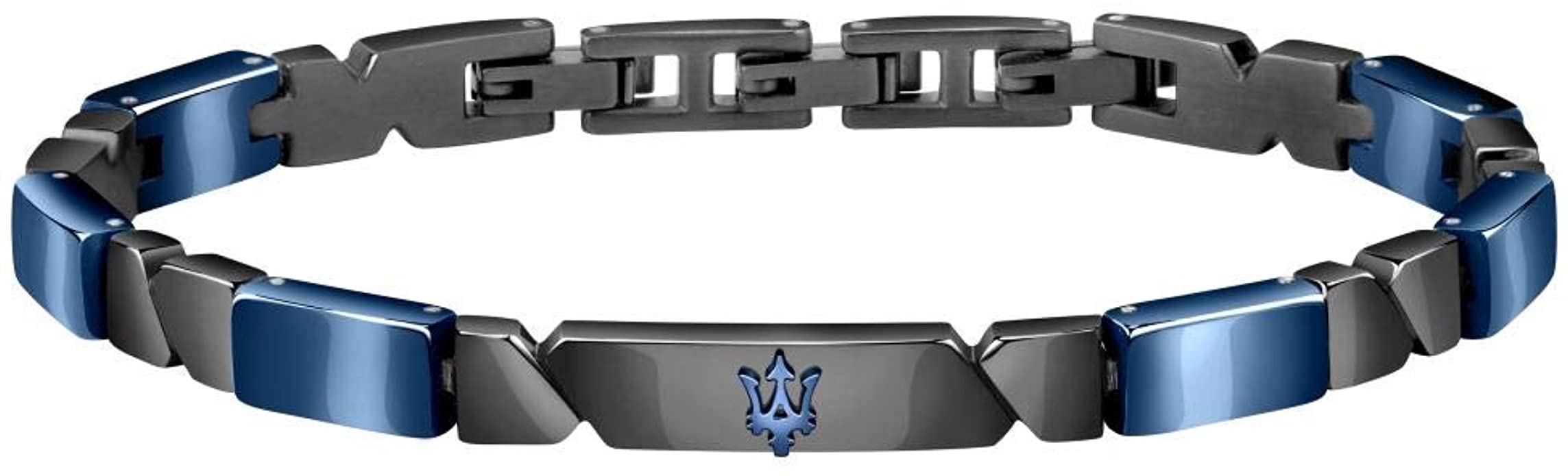 Bracelet Maserati pour homme, collection JEWELS, en acier, céramique, bleu et PVD Gun - JM221ATZ01 
