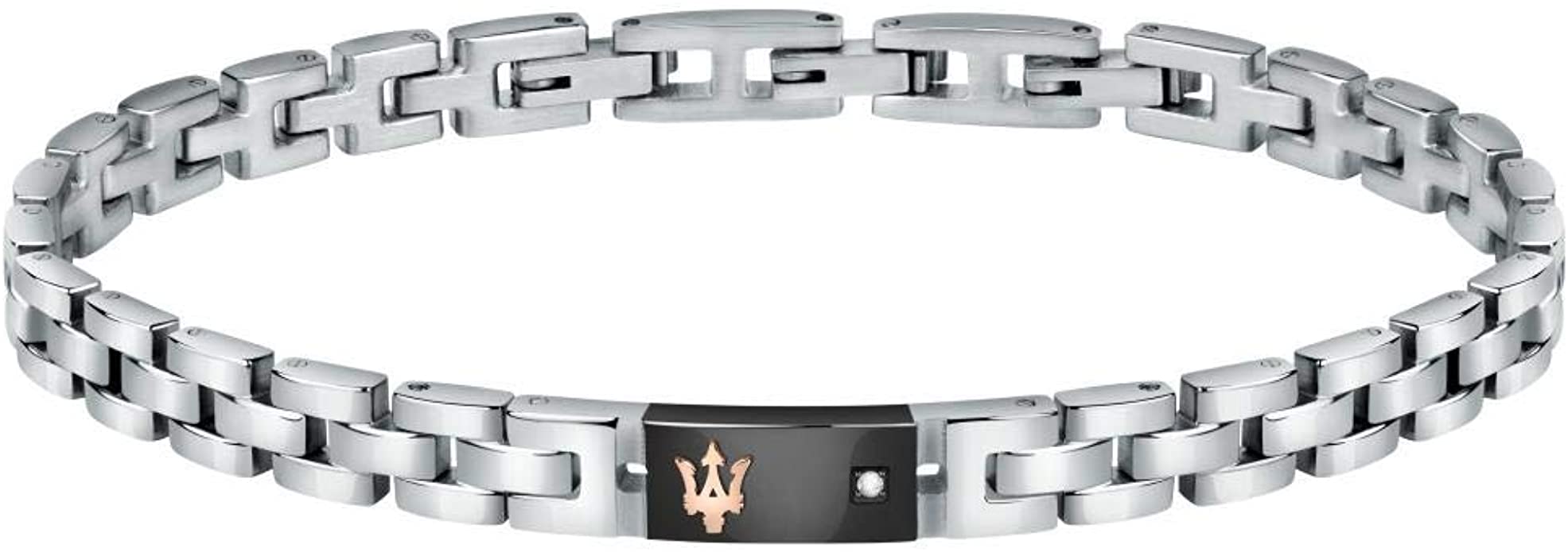 Bracelet pour homme Maserati, Collection JEWELS, en acier, diamants, noir et PVD RG - JM221ATY05 