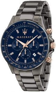 Montre Maserati pour homme, Collection Sfida, en acier, PVD Gunmetal, avec bracelet en acier inoxydable - R8873640001 