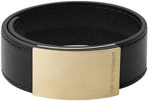 Emporio Armani EGS2752710 - Bracelet homme à bouton pression, cuir, couleur : Noir. 