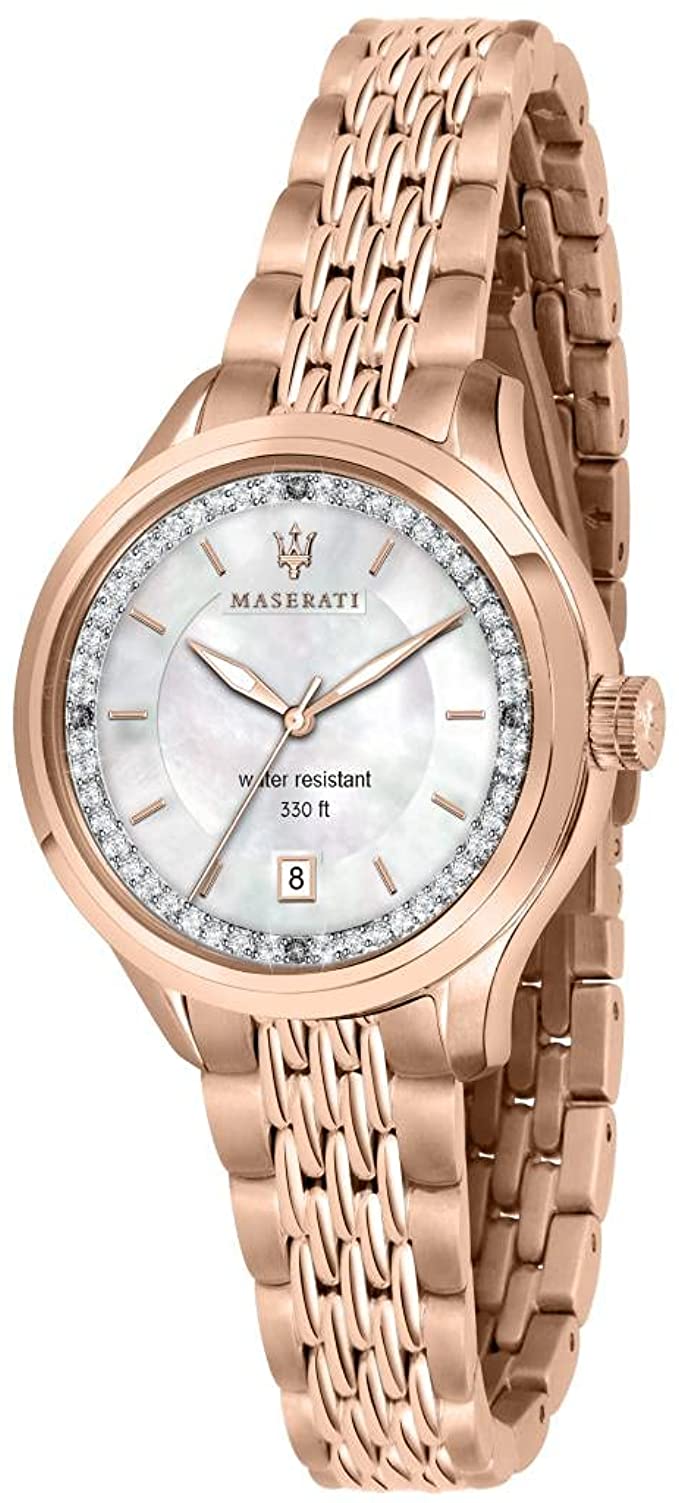 Montre pour femme, collection TRAGUARDO, acier inoxydable, PVD or rose, cristaux - R8853112514