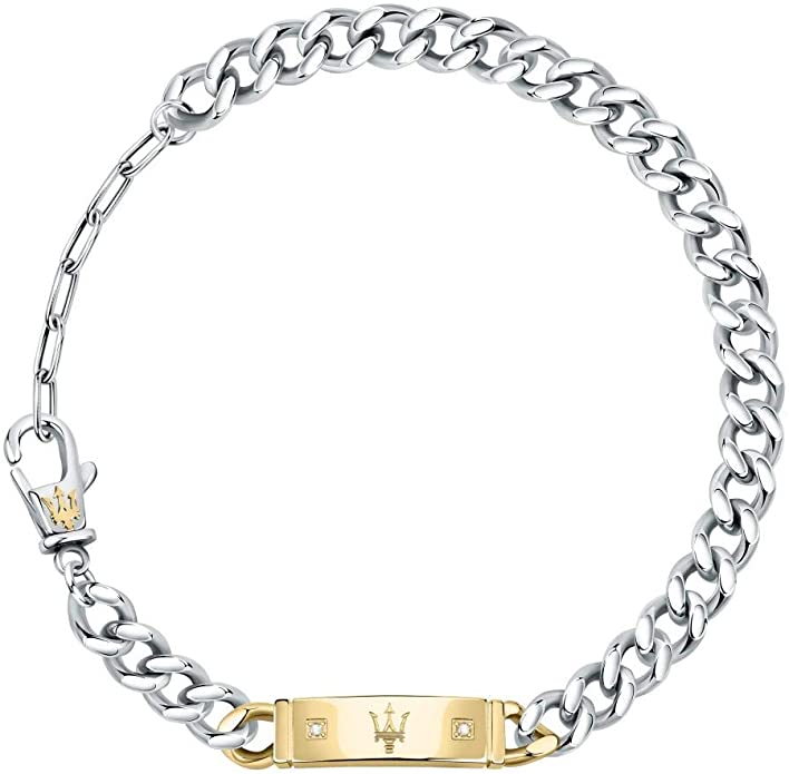 Bracelet Maserati pour homme, Collection JEWELS, Acier, Or PVD, Diamants - JM221ATY07 