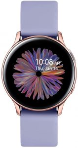 Samsung Galaxy Watch Active2 Bluetooth Smartwatch 40 mm aluminium et bracelet sport violet, avec GPS, capteur de fréquence cardiaque, traqueur d'entraînement, IP68, Gold Rose, Version italienne 