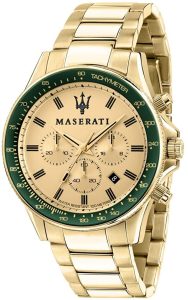 Montre Maserati pour homme, collection Sfida, en acier, PVD or jaune, avec bracelet en acier inoxydable - R8873640005. 